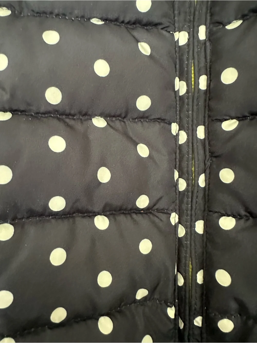 GAP Navy Polka Dot Puffer Jacket with Yellow Trim